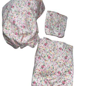 laura ashley 100% cotton TWIN sheet set 3 pieces liberty pink flowers print